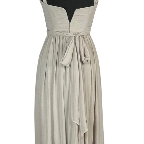 WATTERS MICAH SANDSTONE CRINKLE CHIFFON A LINE HALTER BRIDESMAID FORMAL GOWN - Picture 9 of 16